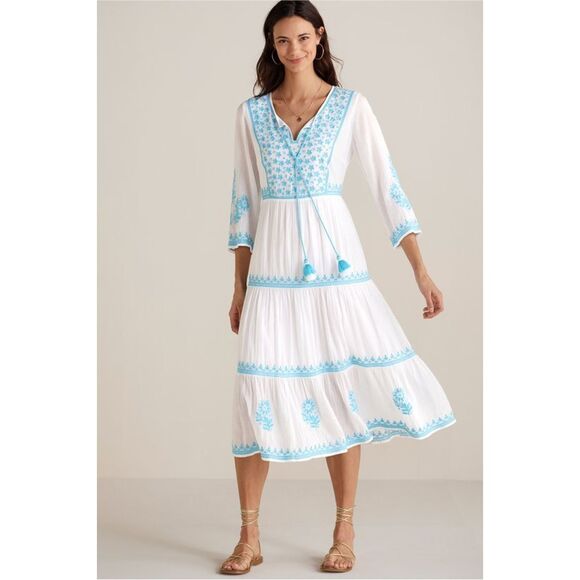 Soft Surroundings Juniper Embroidered Dress size M - Picture 1 of 7